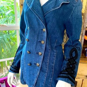 Vintage Ralph Lauren nautical denim Jeans Blazer coat military style size…